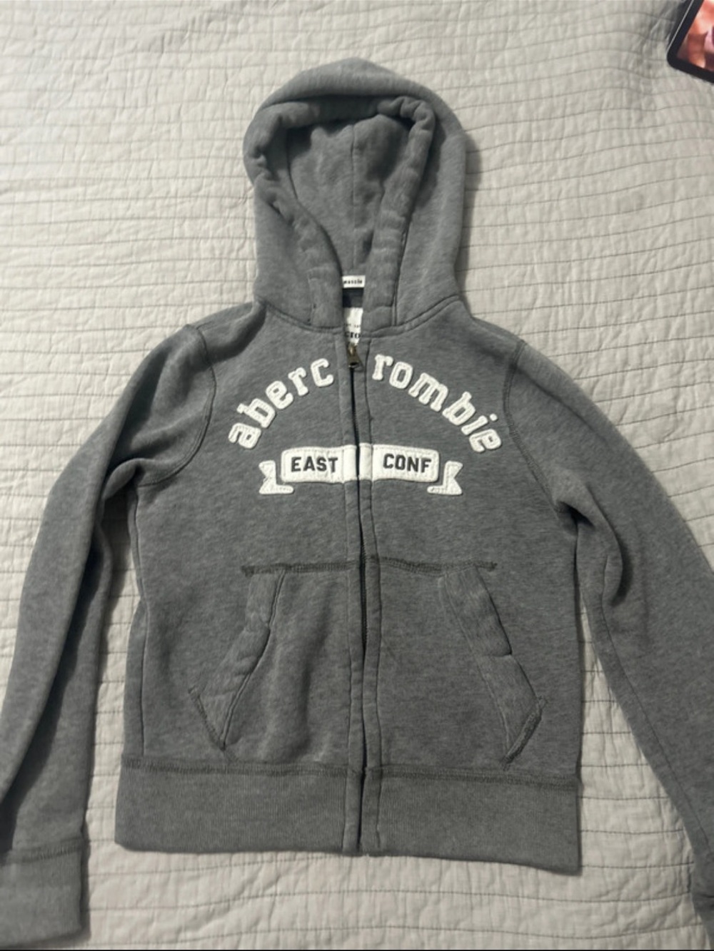 Abercrombie & Fitch Kids Gray Full-Zip Hooded Sweatshirt